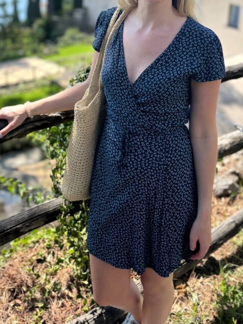 Brandy Melville Wrap Mini Dress in Navy